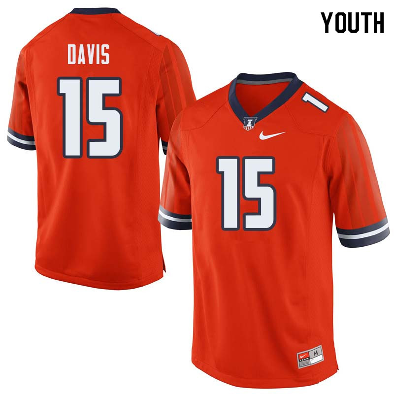 Youth #15 Trenard Davis Illinois Fighting Illini College Football Jerseys Sale-Orange